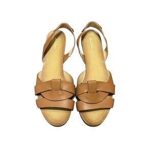 Aldo Flat Sandals in Cognac Size 10